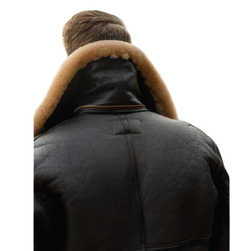 Men's Shearling Lined Aviator Jacket Genuine Leather Jacket - Image 2